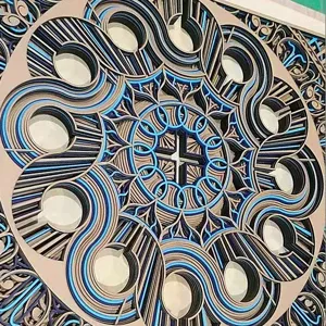3D layered wooden mandala wall art, intricate geometric laser cut home decor hanging piece.
