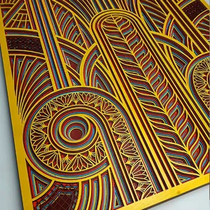 Wooden Mandala Wall Art 3D Layered Carved Abstract Nordic Home Decor Hanging Sculpture