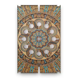 3D Wooden Layered Mandala Wall Art Hanging Decor Geometric Hollow Carved Ornament