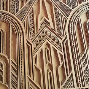 Europese houten gelaagde wanddecoratie 3D geometrisch gesneden interieur ophangdecor