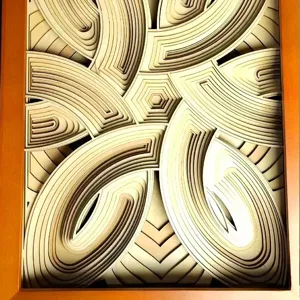 Nordic wooden 3D layered carved wall art painting for modern living room background decor.