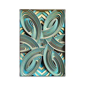 Nordic 3D multi-layered wooden carved wall art abstract geometric hanging decor for living room wall.