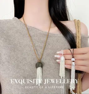 Quallen Perlen Quaste langer Pullover Kette Damen Nischen Design Anhänger Mode Schmuck Zubehör