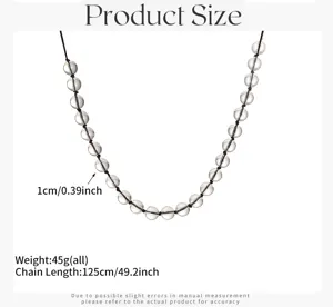 Neuer chinesischer Stil langer Kristall Perlen Halskette, 125 cm lang, 45g Gewicht Schmuck.