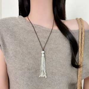 Lange Quasten Halskette Perlen Pullover Kette Damen Nischen Design elegante Schmuck Amulett