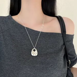 Korean ins style silver polka dot pendant necklace for women niche design sweater chain