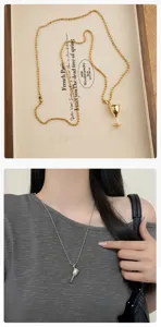 Detail view of the French niche light luxury goblet pendant long bead chain necklace.