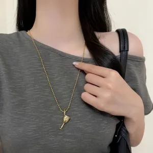 French niche light luxury gold-plated goblet pendant long beaded necklace sweater chain