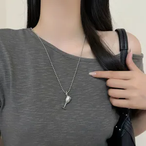 Chic silver ball chain necklace with unique wine glass pendant for women elegant jewelry