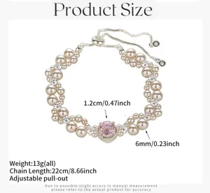 Schéma dimensionnel détaillé montrant la longueur de chaîne et la taille des perles du bracelet.