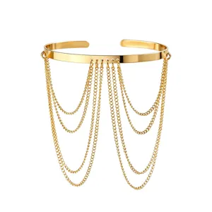 Bracciale da braccio dorato a catene multistrato stile punk nappe gioiello moda donna
