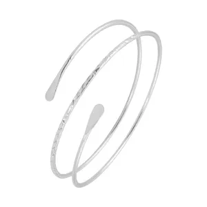 Brazalete de metal plateado para el brazo, pulsera geométrica en espiral doble de mujer.