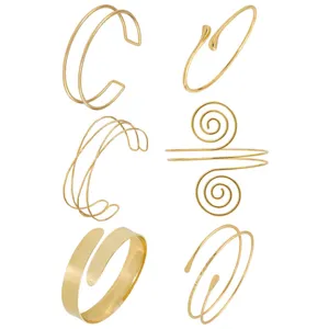 Esagerato Bracciale da Braccio in Metallo da Donna Moda Lucido Geometrico Aperto Regolabile Polsino Rigido Gioielli