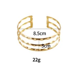 Brazalete de brazo de metal abierto multicapa dorado pulsera ancha ajustable joya de moda