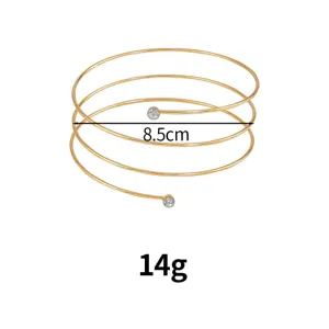 Goldene mehrschichtige Spiral-Armspange mit Strass, verstellbarer offener Armreif.
