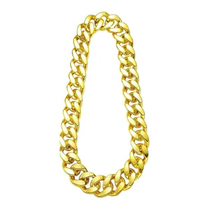 Collier chaîne gourmette cubaine dorée surdimensionnée style hip hop punk bijou de fête