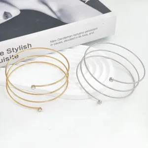 Mehrschichtige Spiral Armreif Manschette Armband in Gold Silber Mode Schmuck Set