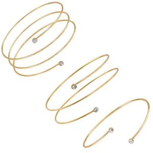 Europäische Amerikanische Mode Mehrlagige Geometrische Spirale Oberarmreif Verstellbar Metall Offene Armmanschette Strass Armband Schmuck Für Damen