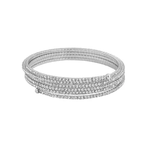 Pulsera elástica de alambre de acero con diamantes de imitación multicapa brillante