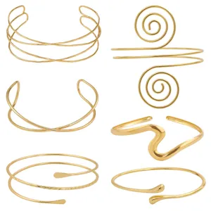Verstelbare Bovenarmband Voor Dames Legering Meerlagig Hol Geometrische Bovenarmband Gepersonaliseerde Mode Sieraden Goud Zilver Armband