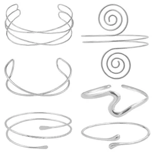 Zilverkleurige metalen armmanchet set meervoudig verstelbare open armband sieraden chic