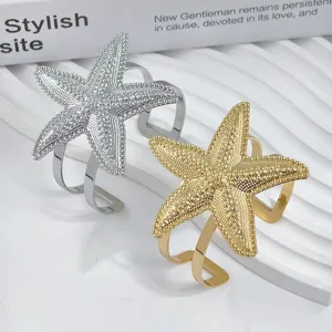 Westerse Mode Metaal Zeester Open Verstelbaar Armband Bovenarmband Voor Vrouwen Zomerstrand Zeester Manchet Armband Hoge Kwaliteit Sieraden