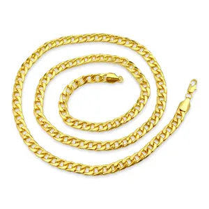 Detailed view of a gold cuban link chain necklace, perfect for hip hop streetwear fashion.