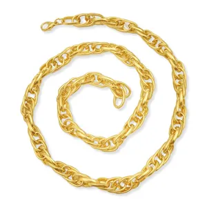 Thick gold chain necklace detail, chunky metal link design for hip hop and streetwear fashion.