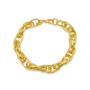 Chunky gold chain link detail shot, statement metal hip hop fashion bracelet design.