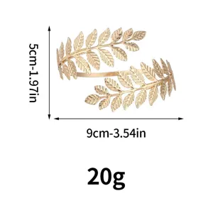 Gold leaf open arm cuff bracelet upper arm band fashion body jewelry for women and girls