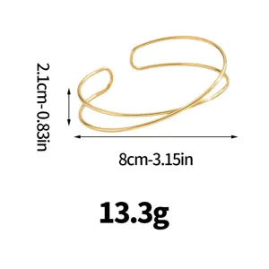 Gold open multi-layer intersecting arm cuff fashion exaggerated metal bracelet