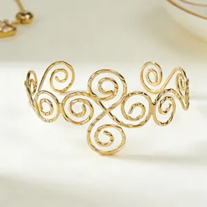 Bracciale da Braccio Aperto a Spirale in Lega Minimalista Vintage da Donna Stile Street Geometrico Vortice Gioielli