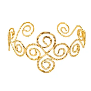 Bracciale aperto a spirale in metallo dorato stile vintage gioielli di moda per donna
