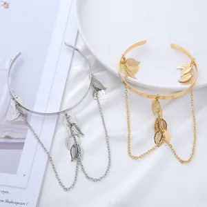 Bracciale da braccio in metallo con catena di foglie gioiello moda donna stile da strada