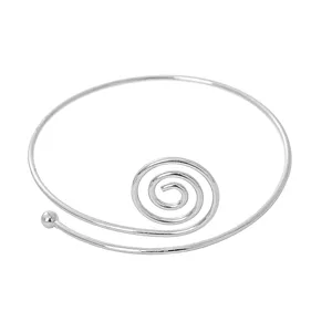 Bracciale da braccio a spirale in metallo argento minimalista regolabile chic nuovo