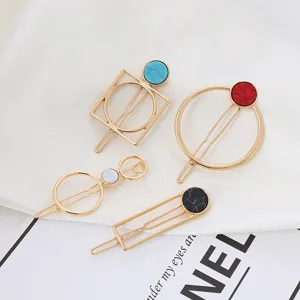 Conjunto pinzas de pelo mármol geométrico horquillas de metal elegantes accesorios