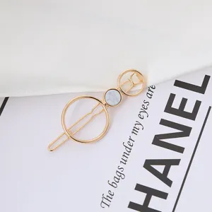 Pinza de pelo geometrica elegante con patron de marmol para accesorios de moda