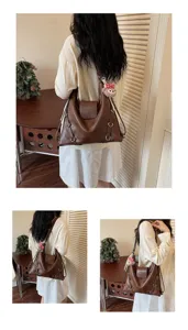 Borsa a tracolla retrò grande capacità stile coreano zaino in pelle marrone dettagli