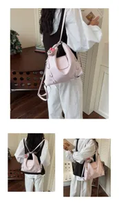Zaino borsa a tracolla retro grande capacita multiuso pelle vista dettagli