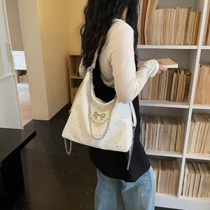 Grande borsa tote donna nuova texture di tendenza catena farfalla borsa a spalla