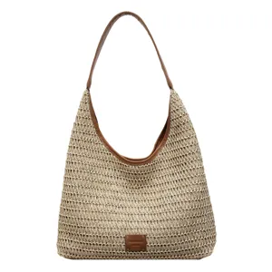 Borsa a tracolla intrecciata da spiaggia borsa tote estiva in paglia casual donna