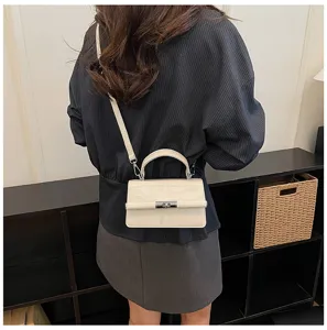 Chic patent leather top handle crossbody bag for women, stylish retro daily shoulder bag.