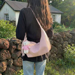 Large capacity womens fashion summer versatile single shoulder messenger dumpling bag with bear charm