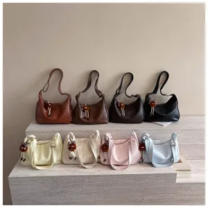 Minimalist large capacity women shoulder bag stylish casual crossbody bag with cute plush pendant
