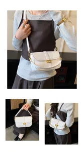 Sac à bandoulière blanc élégant pour femme, petit sac carré minimaliste en cuir chic