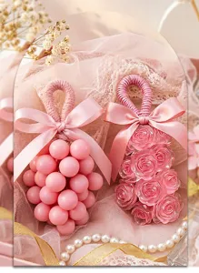 Ornement suspendu bougie savon fait main rose, moule silicone raisin rose 3D bricolage