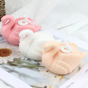 Moule en Silicone Cygne Blanc Stéréo 3D pour la Fabrication de Bougies Parfumées DIY Ornement en Plâtre d'Animal Créatif Fournitures de Pâtisserie