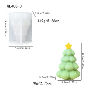 Weihnachtsbaum Silikonform Set mit Kerze, Abmessungen und Gewichtsangaben im Detail.