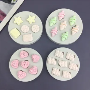 Mini silicone molds set for DIY ice cream biscuit chocolate cake decoration crafts