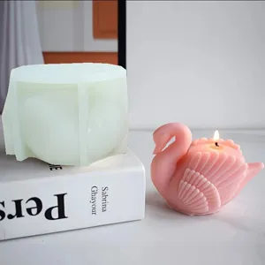 Moule en silicone de cygne 3D et kit DIY de fabrication de bougies parfumées.